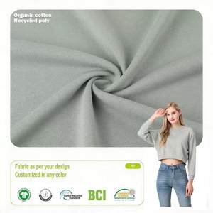 בד טרי 75% כותנה 25% פוליאסטר, בד פליס סרוג עם קפוצ'ון, 330 גרם למ\\\"ר, 195 ס\\\"מ, בד סווטשירט לבגדים - Product Image 3