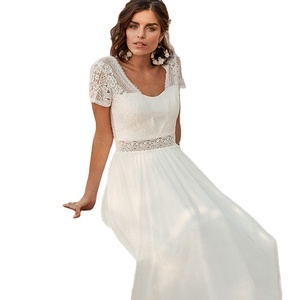 Buy In Bulk White Chiffon Swing Dress Elegant V-Neck Design