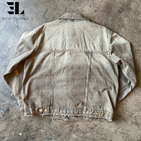 Veste en jean de camionneur LARSUR, fabrication sur mesure, lavage intensif, fermeture à bouton, crochet de pont, veste en jean de pompier