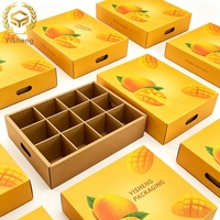 Caja de Envío Portátil Premium para Mango y Vegetales con Separador, Caja de Almacenamiento de Frutas Corrugada Reciclable para Supermercado y Granja
