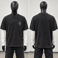 T-shirt vintage délavé pour homme, coupe oversize décontractée, style streetwear, manches courtes, t-shirt en coton coupe ample, vêtements personnalisables avec logo
