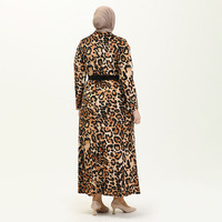 Aschulman Winter Muslim Tunika Plus Size Leoparden muster Samt Abaya Kleid für Frauen