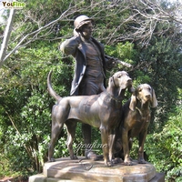 Décor de manoir de chasse français Sculpture Chasseur Valet Statue Bronze