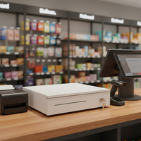 Compteur automatique de billets (4 compartiments) et de pièces (3 compartiments) en ABS – Boîte à billets à quatre compartiments pour caisse enregistreuse, machine de facturation, terminal de paiement (POS)