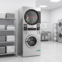Laundry Machine Washer and Dryer for Business Coin Operated Stacked Electric Stainless Steel 220V