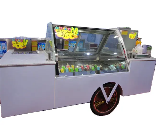 Mobile Popsicle Cart Ice Cream Showcase