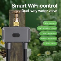 Controlador de Riego Inteligente WiFi Tuya de 2 Salidas, Temporizador de Riego Inteligente con Control por Aplicación y Voz, Temporizador de Riego Automático para Jardín