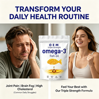 Huile de poisson oméga 3 pour adultes en gélules molles, marque privée, RTG, absorption élevée, triple concentration EPA DHA, améliore l'immunité, huile de poisson des grands fonds