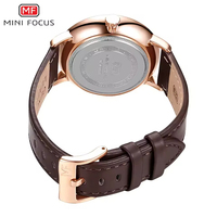 Reloj de Pulsera de Cuarzo para Hombre MINI FOCUS 0052G Original, Esfera Blanca Minimalista, 3 Subesferas, Correa de Cuero, Reloj de Negocios