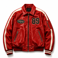 Blouson Bomber de Course en Cuir Lourd OEM avec Logo Brodé Personnalisé, Blouson Universitaire à Fermeture Éclair