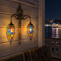 Lampe murale à double globe en verre mosaïque marocaine turque faite à la main à Marrakech