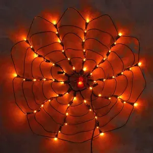 Halloween Decoration Light UL Halloween Decorative Lighted Up 60inch Orange Spider Web