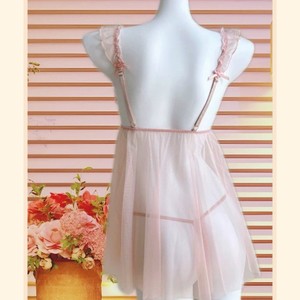Chemise de nuit sexy transparente en mousseline pour femme, sans manches, rouge, noir, orange, vêtements de nuit doux, Lianyungang 045 - Product Image 3