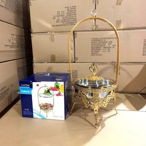 Plat à chafing en acier inoxydable plaqué or 4,0 L avec couvercle, chauffe-plat pour hôtel et restaurant - Product Image 1