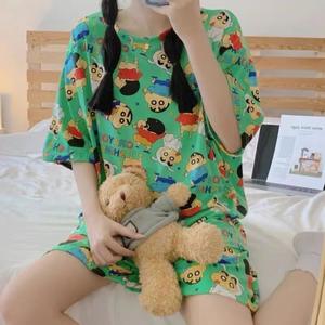 Pantaloncini da donna su misura in seta di latte a maniche corte traspiranti per la casa set di pigiama per il commercio estivo all'ingrosso di ODM cartone - Product Image 5