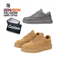 Zapatos de skate informales de suela gruesa de cuero de microfibra de alta calidad para hombre, zapatillas versátiles que aumentan la altura
