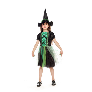 Costume da Piccola Strega per Bambini, Travestimento per Halloween Ispirato a Film e Serie <span class=keywords><strong>TV</strong></span>, Verde con Nero - Product Image 4