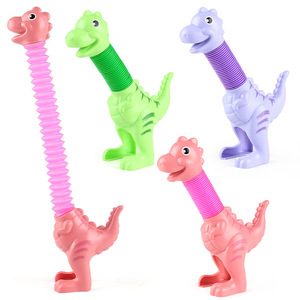 Jincan Wholesale Creative Fun <strong>Poptube</strong> DIY Telescopic Tube Variable Dinosaur Shape Puzzle Decompression Stretching Toys Children - Product Image 3