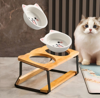 Nouveau support de gamelle en bois de bambou pour chien et chat, double gamelle pour animaux de compagnie, mangeoire surélevée en bois réglable pour chiens et chats de petite et moyenne taille