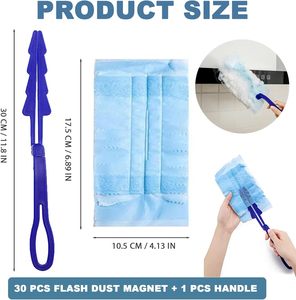 Máy quét bụi nam châm nạp, 20 cái Khăn lau bụi loại bỏ Refill Kit với 2 handledisposable màu xanh tĩnh điện Khăn lau bụi Heads đối với nhà văn phòng - Product Image 2