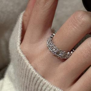 Anillo de Plata de Ley S925 de Estilo Antiguo Italiano con Incrustaciones de Circonita, Estilo Básico Moderno, Anillo Personalizado al por Mayor - Product Image 2