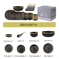 Vente flash - Service de table en porcelaine noire de luxe - Assiettes en céramique modernes pour la maison, les fêtes, les mariages et les restaurants