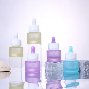 15ml 20ml Frosted Essence Oil Macaron Color Glass Thick Hair Oil Serum Dropper Bottle With Screw Dropper Colorful Cap