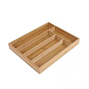 Bamboo Drawer Organizer Rectangular Adjustable <b>Storage</b> <b>Box</b> For <b>Kitchen</b> Tableware Utensil Divider With Multiple Compartments - Product Image 5