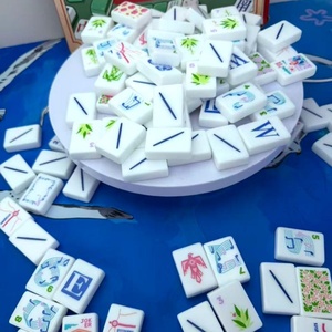 Casino Gambling Gift American White Acrylic 160 Pieces Landmark Luxury Foldable Portable Eco-Friendly <b>Mahjong</b> <b>Set</b> - Product Image 4