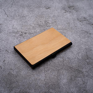 नाम कार्ड धारक मेपल ब्लैक अखरोट ईबाना लकड़ी एल्यूमीनियम मिश्र धातु व्यवसाय नाम कार्ड धारक उपहार - Product Image 4