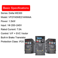 VFD Delta VFD7A5ME21ANNAA ME300 2HP 7.5A IP20 en gros pour la régulation de vitesse des moteurs de petites machines