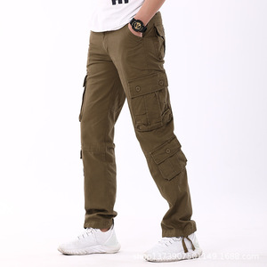 Pantalon cargo en coton pour homme, coupe droite, multi-poches, décontracté, pour le printemps et l'automne - Product Image 4
