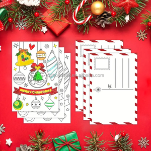 Venta al por mayor de tarjetas postales de actividad de Navidad colorea tu propia postal para colorear tarjetas de felicitación de Feliz Navidad para amigos niños - Product Image 6
