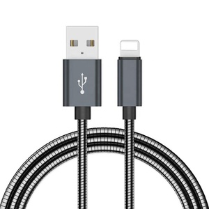 Durable Stainless Steel Metal Spring Braided High Speed Charging USB Data Sync Cable For <span class=keywords><strong>iPhone</strong></span> - Product Image 2
