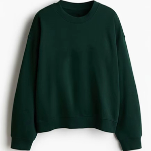 เสื้อสเวตเชิ้ตผ้าฟลีซผสมโพลีเอสเตอร์คอตตอน คอตั้ง สีพื้น ทรงโอเวอร์ไซส์ สไตล์ลำลอง สตรีทแวร์ น้ำหนัก 350GSM สำหรับผู้หญิง ใส่ในฤดูหนาว - Product Image 1