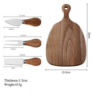 ชุดมีดชีสคุณภาพสูงอเนกประสงค์ 3 ชิ้น ด้ามไม้ พร้อมเขียงชีสไม้ - Product Image 6