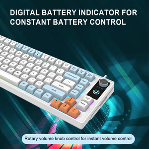 Tùy Chỉnh Nhỏ Gọn Xách Tay 56-Key Mini Tri-Chế Độ Có Thể Sạc Lại Hiển Thị Kỹ Thuật Số 2.4G Bt Bàn Phím Có Dây Với RGB Ánh Sáng Núm - Product Image 3