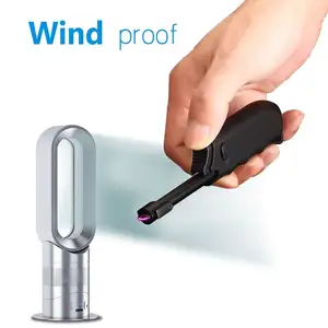 DEBANG Busur Ganda Arc Plasma Tahan Air, Pemantik Api USB Pengisi Daya Portabel untuk Lilin atau Dapur dengan Kotak Hadiah
