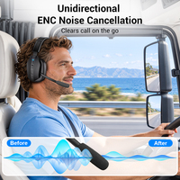 Headset Bluetooth Profesional untuk Pengemudi Truk, Desain Over-Ear Satu Telinga, Mikrofon ENC, Baterai 85 Jam, Headphone Nirkabel untuk Bekerja