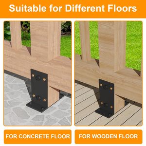 Heavy-Duty Black Powder Coated Metal <strong>Post</strong> Anchor Deck <strong>Fence</strong> Pergolas Porch Railing Support <strong>Bracket</strong> <strong>for</strong> <strong>Concrete</strong> - Product Image 6