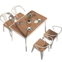 Ensemble table et chaises en métal de style américain pour extérieur, idéal pour cour, jardin, balcon, entrée, usage de loisirs, mobilier 4 places, garantie 10 ans