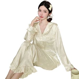 Primavera e autunno nuove camicie da <span class=keywords><strong>notte</strong></span> Jacquard dolci da <span class=keywords><strong>donna</strong></span> che vendono caldi comodi set di pigiami in raso Senior - Product Image 5