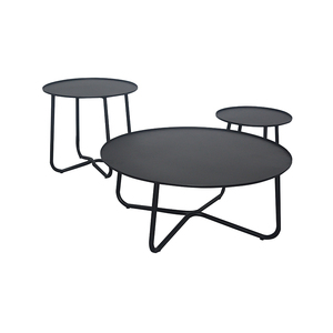 Modern Nordic Indoor Outdoor Black Metal Aluminum <b>Nesting</b> Round Coffee <b>Table</b> Set - Product Image 1
