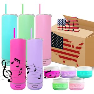 Non Tapered Water Bottle Double Wall Colorful Wireless <b>Music</b> Player Speaker Tumblers for Sublimation Printing - Product Image 1