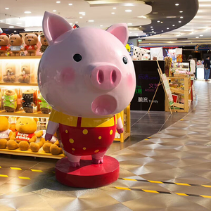 Escultura de Cerdo Rosa en 3D de Fibra de Vidrio, Modelo S109, Grande, Moderna, Personalizada, para Decoración de Exteriores, Parques, Centros Comerciales, Regalos, Modelo de Mano - Product Image 4