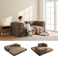Kostenloser Versand: Komprimiertes Schlafsofa, wandelbares modulares Bodensofa aus Cord, Wohnzimmermöbel, faltbares Sofa in einer Box