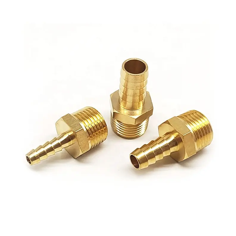 3/8" Barb x 1/4" NPT Male Adapter Brass Hose Pipe nipple Fitting