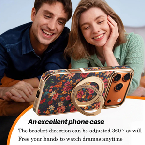 Coque de téléphone Denior Premium à motif papillon pour iPhone avec panneau arrière en liège, support anneau et pare-chocs électroplaqué - Product Image 5