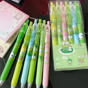 6Pcs sanrios Kero Kero Keroppi Neutral Pen Kawaii Anime Cute Student School Supplies Examination Operation Stationery Toys Gifts