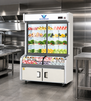 Vitrine Réfrigérée Commerciale à Triple Température, Réfrigérateur-Congélateur Vertical pour Brochettes de Malatang, Barbecue et Aliments Frais